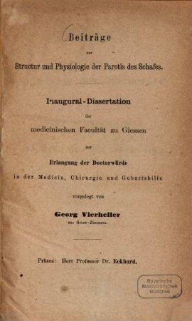 Beiträge zur Structur und Physiologie der Parotis des Schafes : Inaug. Diss.
