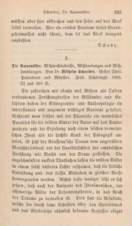 333-336 [Rezension] Schneider, Wilhelm, Die Naturvölker