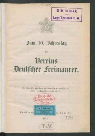 Zum 10. Jahrestag des Vereins Deutscher Freimaurer
