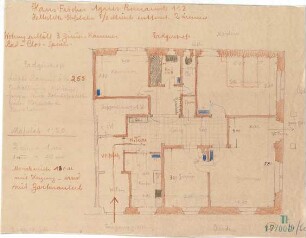 Fischer, Theodor; München - Laim; Wohnhaus Theodor Fischer 'Laimer Schlössl' - Grundriss EG