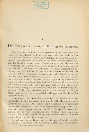 Geschichte der Explosivstoffe, 1. Geschichte der Sprengstoffchemie, der Sprengstofftechnik und des Torpedowesens bis zum Beginn der neuesten Zeit : Mit vielen Reproduktionen von alten Handschriften, Malereien, Stichen u.s.w.