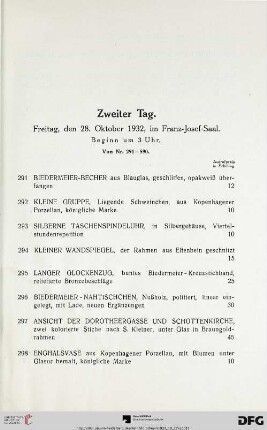 Zweiter Tag: Freitag, den 28. Oktober 1932, im Franz-Josef-Saal (Nr. 291-590)