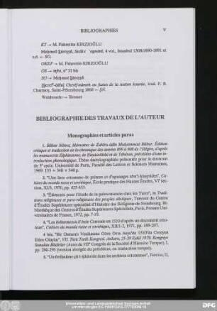 Bibliographie Des Travaux De L'Auteur