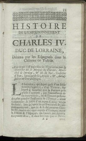 Histoire De L'Emprisonnement De Charles IV. Duc De Lorraine