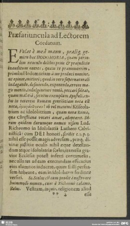 Praefatiuncula ad Lectorem Cordatum
