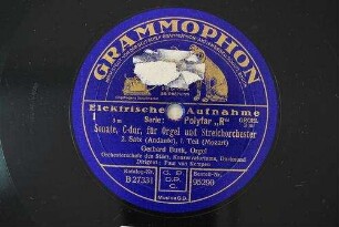 Sonate, C-dur, für Orgel und Streichorchester : 2. Satz (Andante), 1. Teil; 2. Satz (Allegro), 2. Teil / (Mozart)