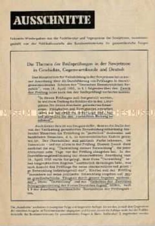 Sonderdruck des Bundesministeriums für gesamtdeutsche Fragen zu den Abiturprüfungen in den DDR