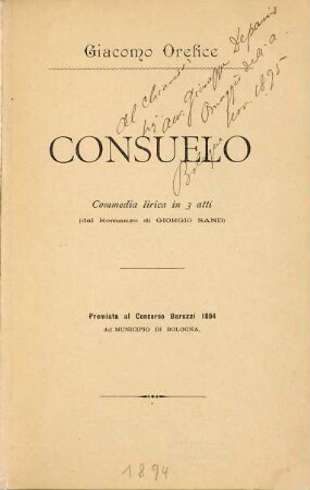 Consuelo : commedia lirica in 3 atti