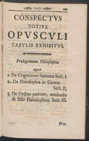 Conspectus Totius Opusculi Tabulis Exhibitus