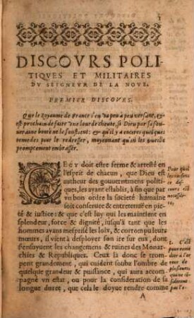 Discovrs Pollitiqves, Et Militaires du Seigneur de la Nove