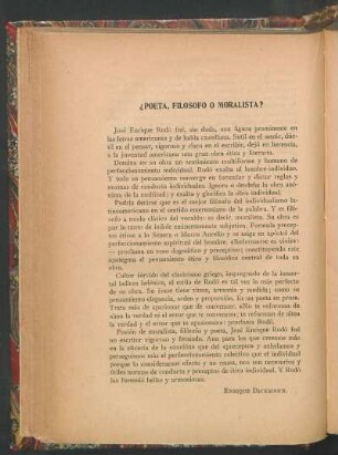 ¿Poeta, filosofo o moralista?