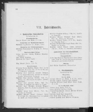 VII. Unterrichtswesen.
