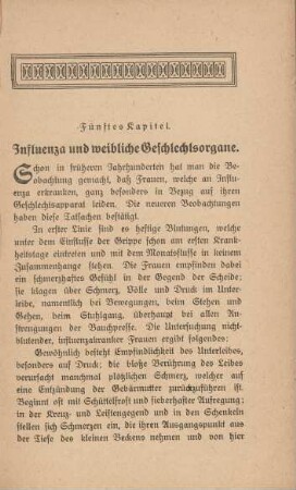 Fünftes Kapitel. Influenza und weibliche Geschlechtsorgane