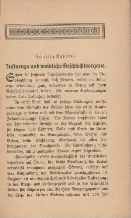 Fünftes Kapitel. Influenza und weibliche Geschlechtsorgane