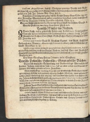 Teutsche Politische/ Historische/ Geographische Bücher.