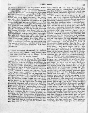 Ueber Fellenberg's Wirthschaft in Hofwyl, von August Hoffmann, nebst Anmerkungen und einer Nachschrift von A. Thaer. Berlin, Realschule. 1809. 8. 123 S.