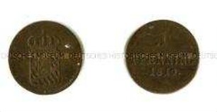 Deutsche Kleinmünze über 1 Pfennig aus dem Königreich Bayern