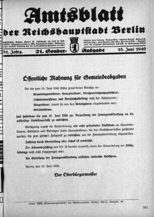 21. Sonder-Ausgabe, 18. Juni 1940