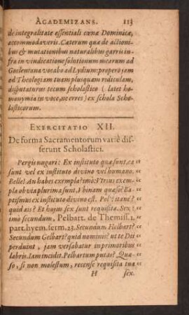 Exercitatio XII. De forma Sacramentorum varie differunt Scholastici.