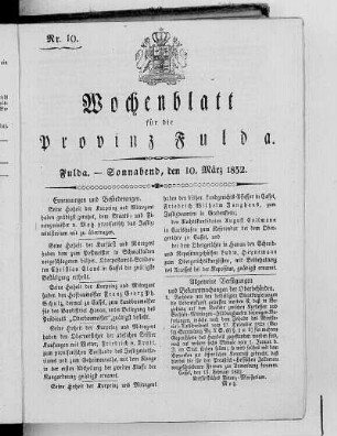 Nr. 10, Ausgabe vom 10. März 1832