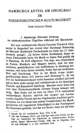 Hamburgs Anteil am Orgelbau im niederdeutschen Kulturgebiet