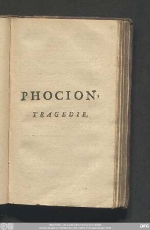 Phocion, Tragedie.