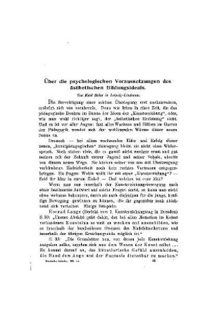 Über die psychologischen Voraussetzungen des ästhetischen Bildungsideals
