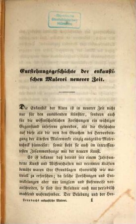 Die enkaustische Malerei : ein Lehr- und Handbuch für Künstler und Kunstfreunde