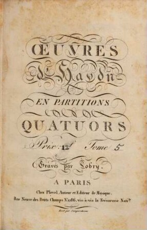 Oeuvres d'Haydn en partitions, 2,5. [Hob. III,48, III,45, III,46]. - Pl.-Nr. e. - 126 S.