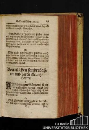 Von etlichen sonderbahren und raren Müntz-Sorten.