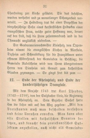 12. Ende der Rheinpfalz und Ende der hundertjährigen Drangsale