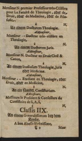 Classis IIX. [i.e.VIII]