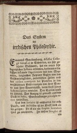 Das System der irrdischen Philosophie.