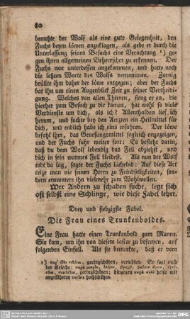 Drey und siebzigste Fabel. Die Frau eines Trunkenboldes