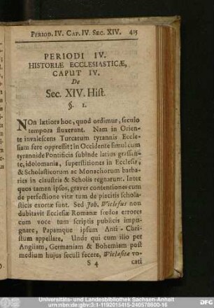 Caput IV. De Sec. XIV. Hist.