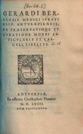 De praeservatione et curatione morbi Articularis et Calculi, libellus