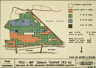 YIELD - MAP Scheyern 'Flachfeld' (16,6 ha) (winter-wheat, SEL-DGPS, yield-detection, 'DATAVISION-FLOWCONTROL', Aug. 12+13, 91)