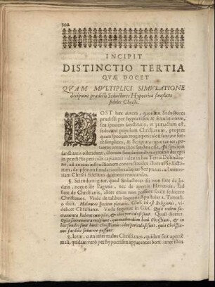 Incipit Distinctio Tertia Quæ Docet Quam Multiplici Simulatione [...]