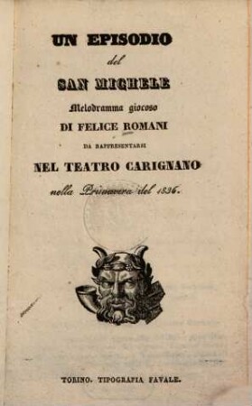 Un episodio del San Michele : Melodramma giocoso
