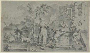 Jakob öffnet den Brunnen von Haran, um Rahels Schafe zu tränken