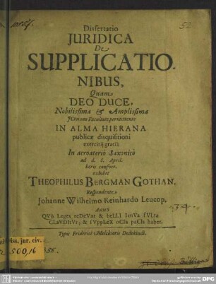 Dissertatio de supplicationibus