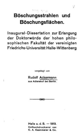 Böschungsstrahlen und Böschungsflächen