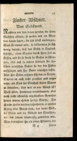 Fünfter Abschnitt. Vom Selbstmord