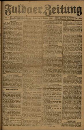 Erste Ausgabe vom Samstag, den 10. Januar 1920.