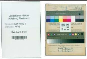 Entnazifizierung Fritz Reinhard , geb. 19.06.1898 (Laborant)