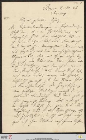 Heid. Hs. 3484,618: Brief von Eberhard Gothein an Marie Luise Gothein