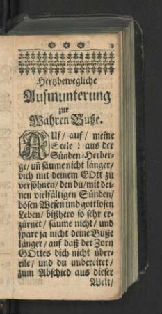 Hertzbewegliche Aufmunterung zur Wahren Buße.