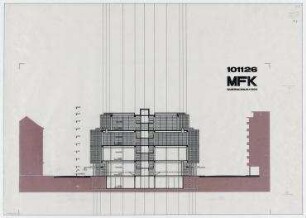 Wettbewerb Museum für Moderne Kunst (nicht realisiert) – Querschnitt. Frankfurt am Main, Domstraße 10-12, Braubachstraße 8, Berliner Straße