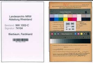 Entnazifizierung Ferdinand Bierbaum, geb. 03.09.1894 (Vertreter)