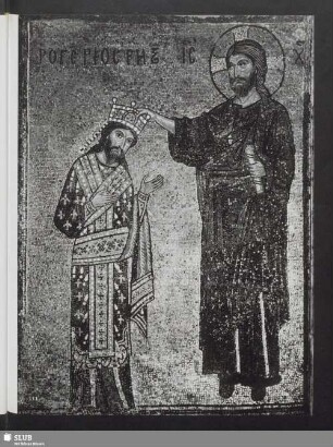 König Roger II. wird von Christus gekrönt. Mosaik von der Innenfassade der Martorana